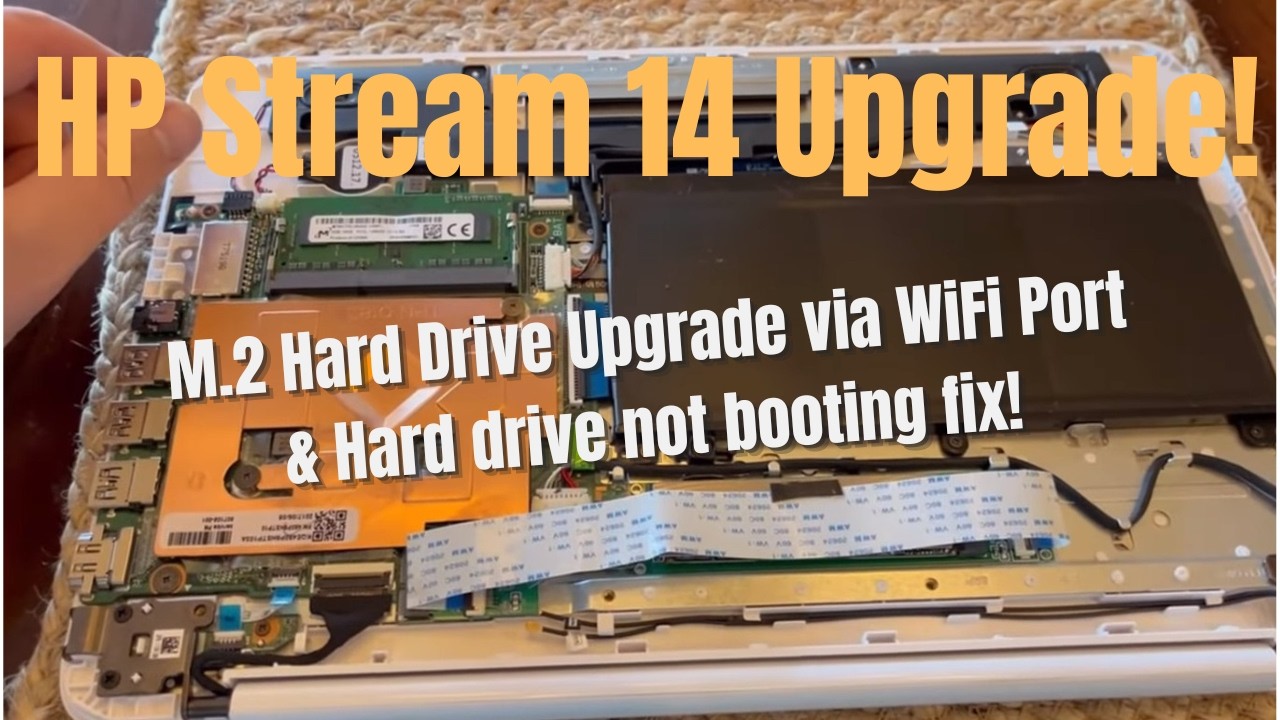 HP Stream 14 Upgrade - M.2 Hard Drive Upgrade via WiFi Port - Hard Drive Not Booting Fix!