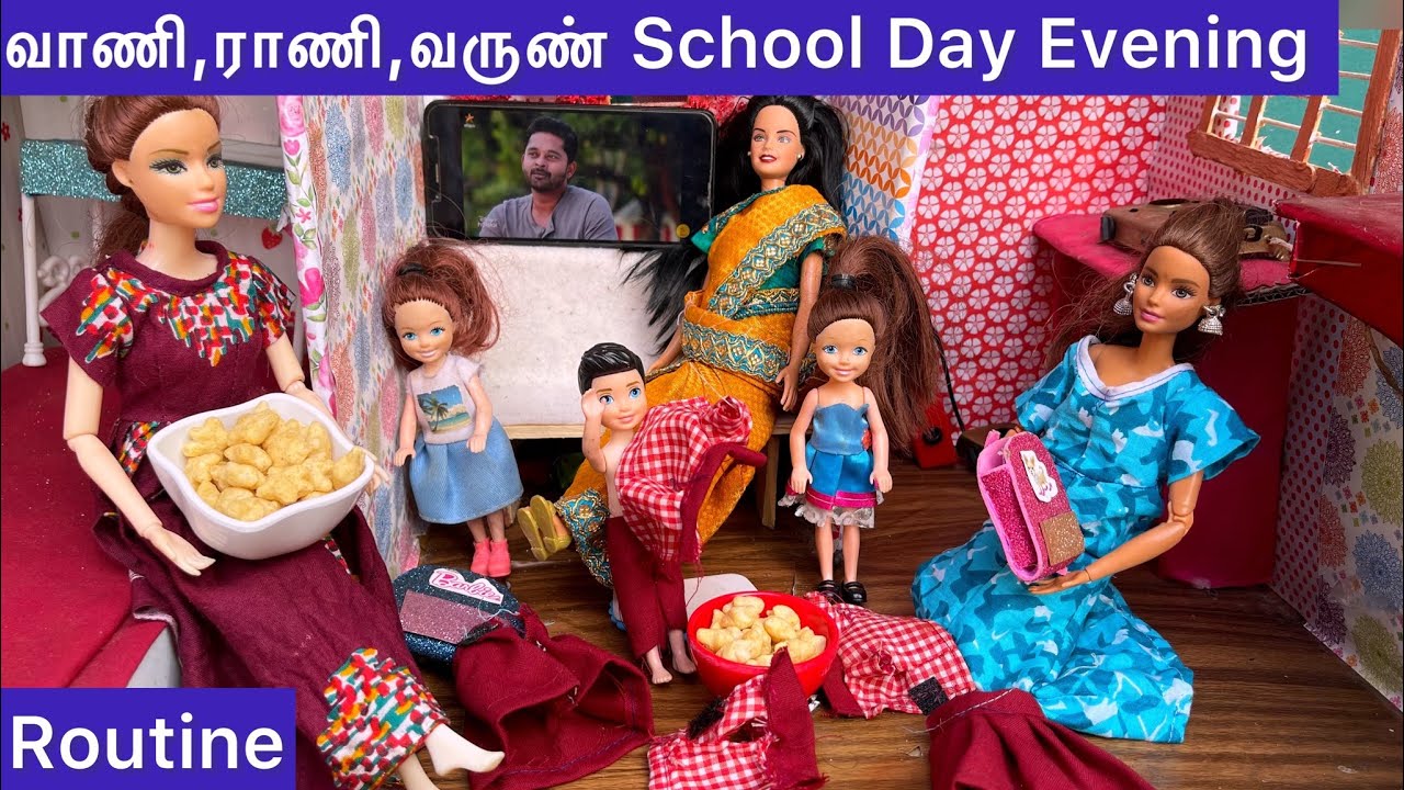 ராஜா ராணி Episodes 206 | வாணி ராணி வருண் School Day Evening Routine | Barbie tiny food