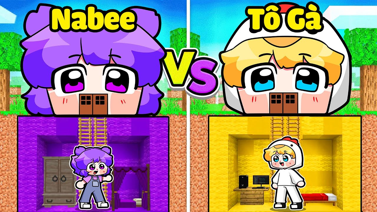 NABEE VÀ TÔ GÀ THỬ THÁCH 24 GIỜ XÂY HẦM BÍ MẬT CẶP ĐÔI TRONG MINECRAFT*NABEE HẦM CẶP ĐÔI 😚💑