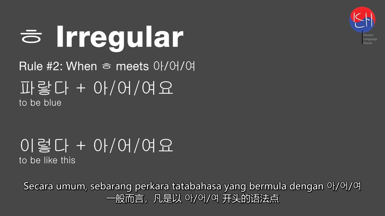 ㅎIrregular Verb  动词不规则变化