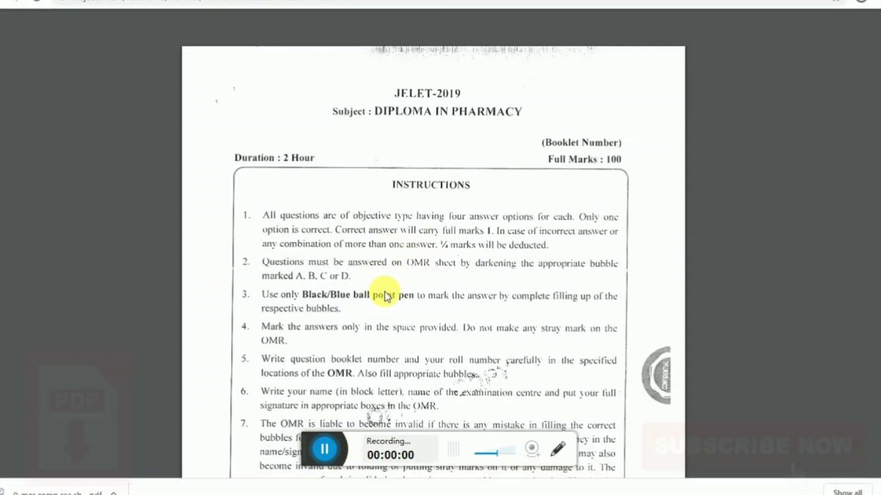 Jelet 2020🔛 2019 question paper for Pharmacy