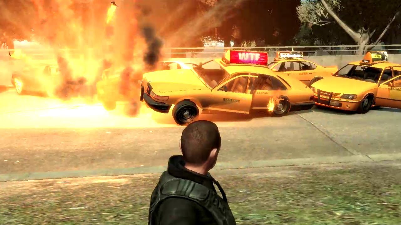 GTA4 traffic explosion chain reaction