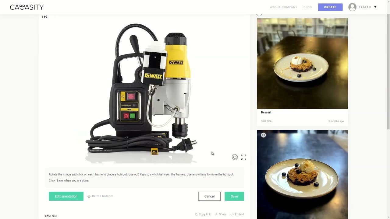 How to create annotations for 3D View - Cappasity platform
