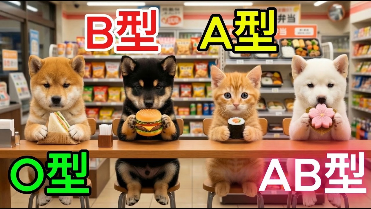 【血液型あるある】AI を搭載したオレンジ色の猫と柴犬の家族が仕事に出かけます。とても愛らしいですね。柴犬ファミリーと猫の共同作業に癒されるひととき【四季ねこ】
