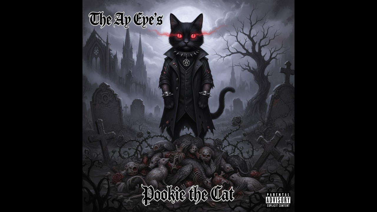 The Ay Eye's Pookie the Cat.  #goth #metalmusic #cat #comedy