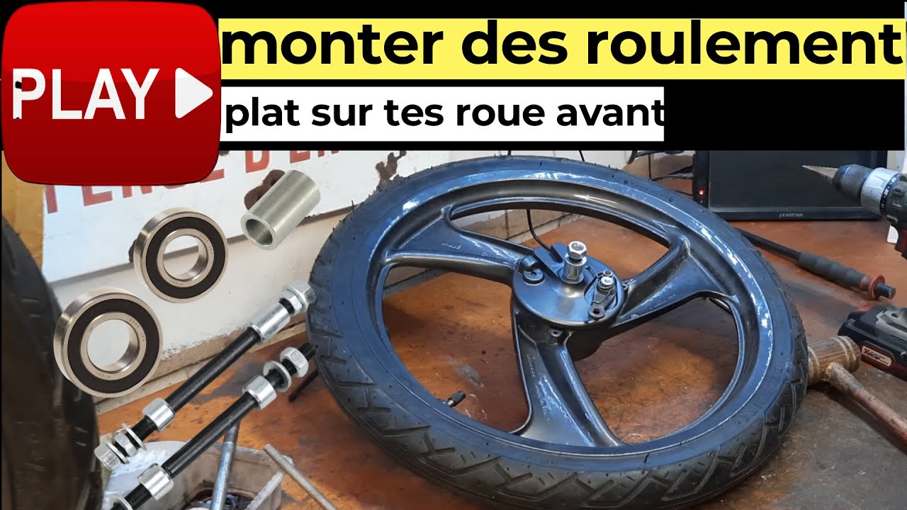 montage roulement plat sur jante avant mbk 51 ,identique sur peugeot 103