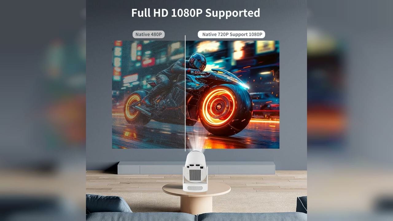 Review: Mini Projector Android TV, WiFi Bluetooth 1080P Support HD Smart Projector with Apps, ...