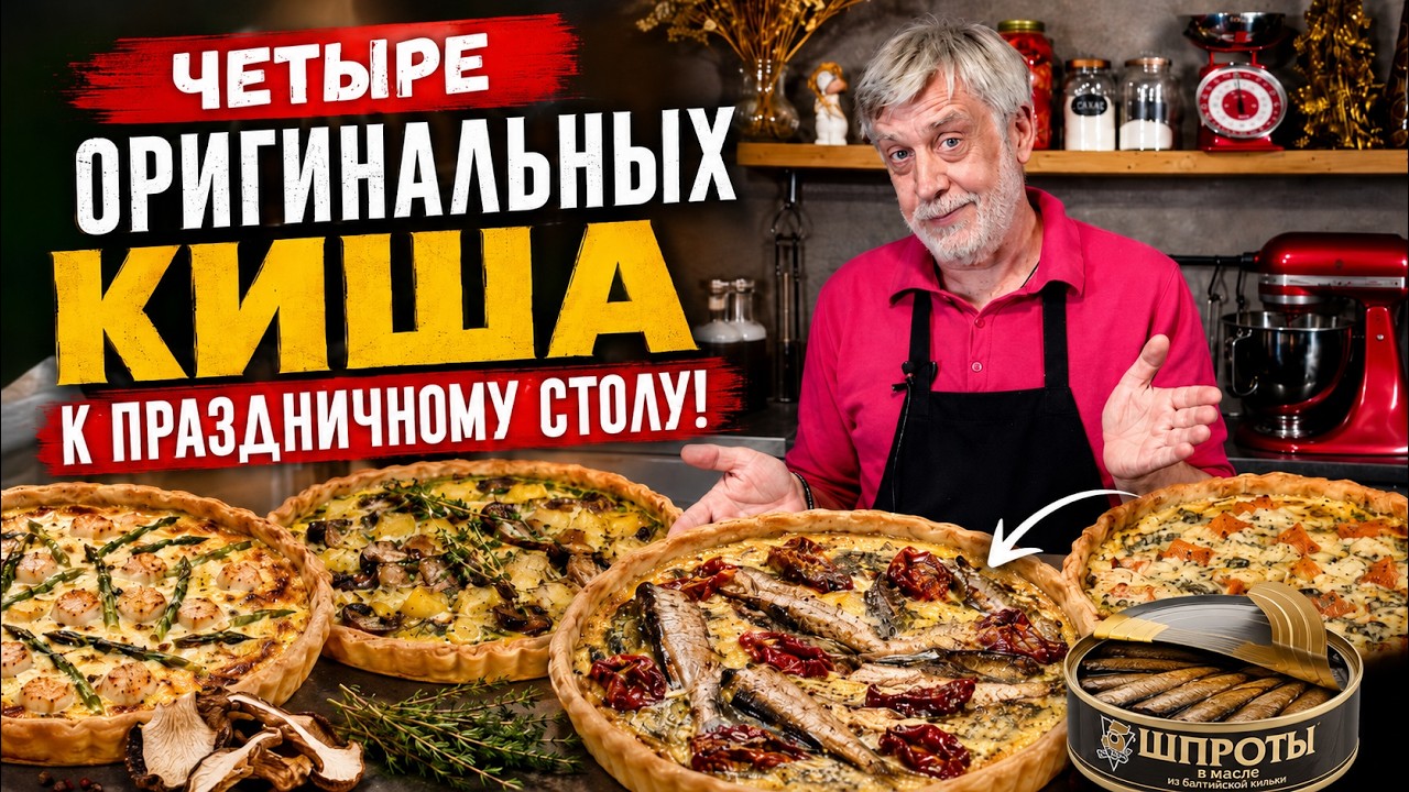 Четыре оригинальных киша к праздничному столу!🎄