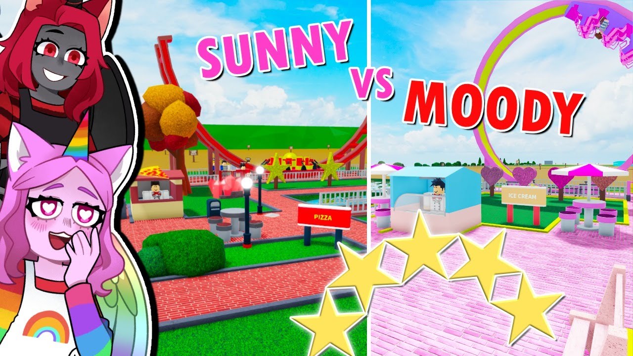 Sunny VS Moody THEMEPARK Build Challenge!! (Roblox)