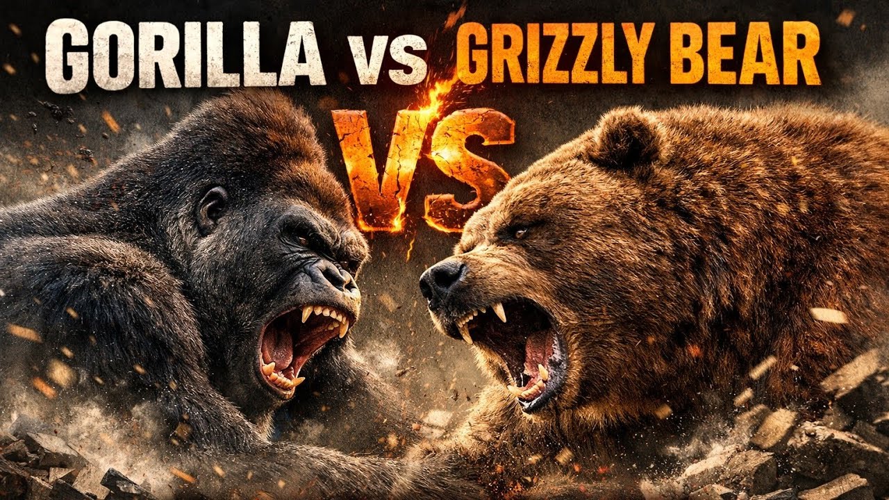 Gorilla vs Grizzly Bear – Ultimate Power Fight Part I | 🦍 vs 🐻 @JessNoLimit @JessyCartoons 