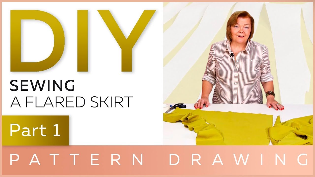 DIY: How to make an asymmetric skirt with a flounce. Sewing a flared skirt. Pattern drawing.