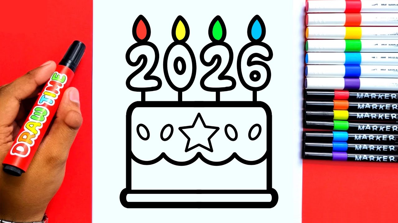 Как легко и просто нарисовать новогодний торт 2026 года! | Для детей и малышей
