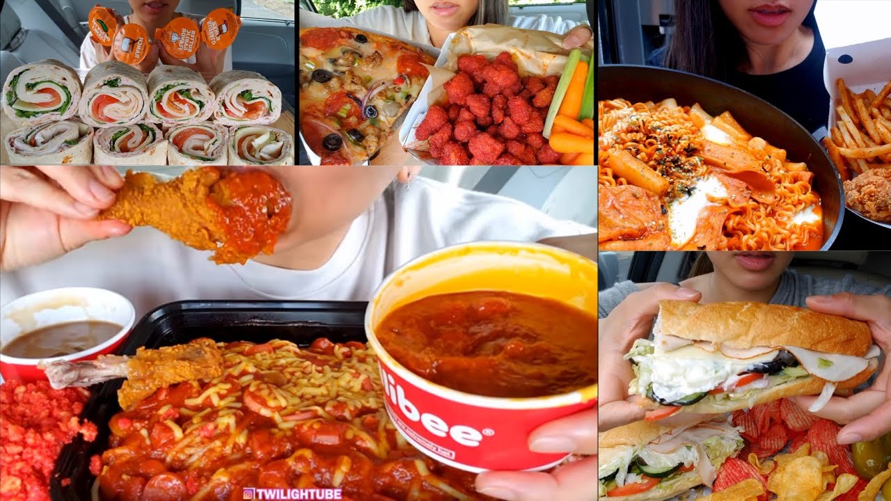 TWILIGHT ASMR EATING FAST FOOD COMPILATION (MUKBANG) *BIG BITES*
