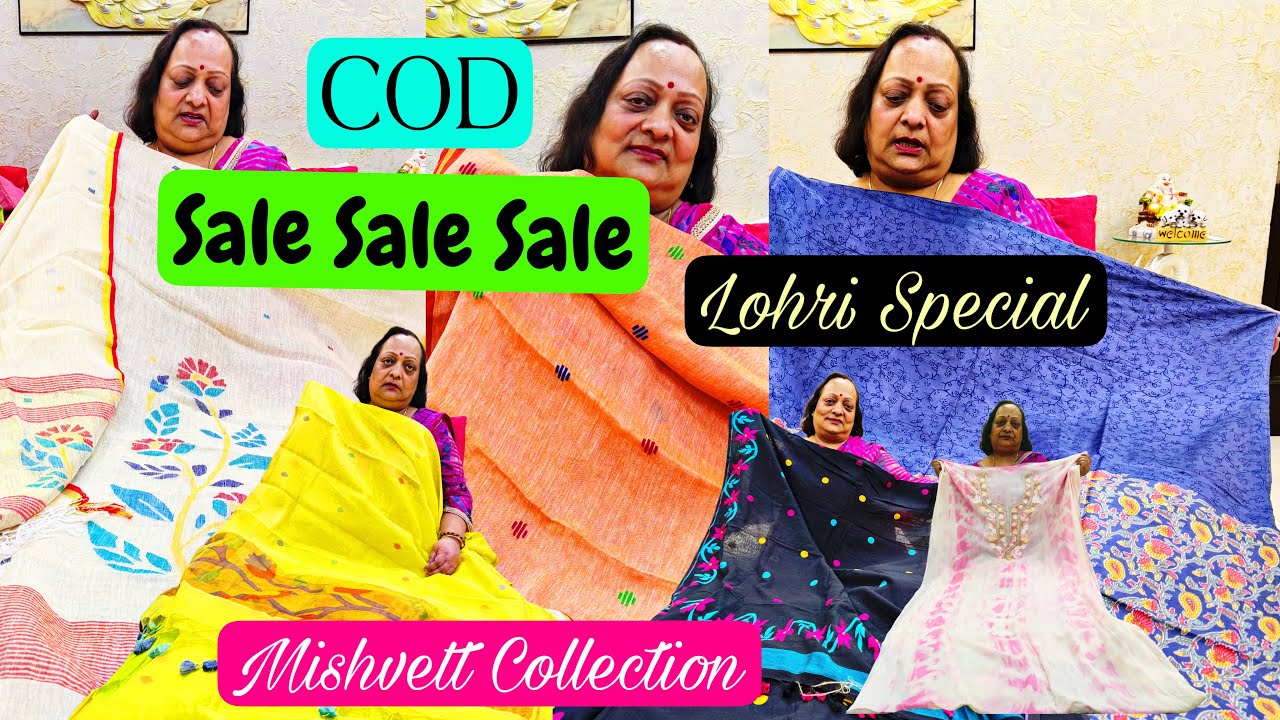 SALE on Suits in Jamdani, Banarasi, Modal, Linen, Aari Work & Cotton Handblock at Mishvett Collect
