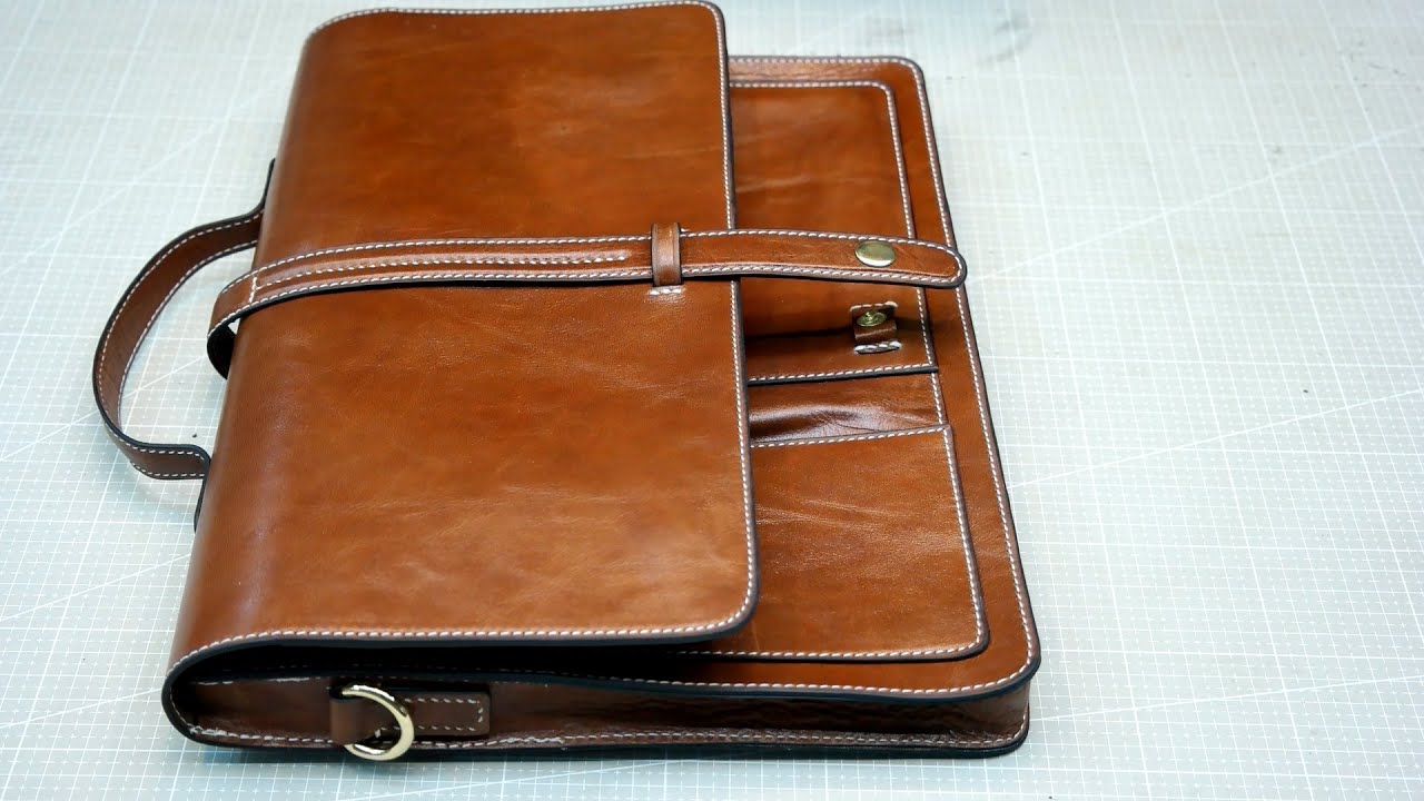 Messenger bag and office bag made of cowhide,Briefcase, laptop bag,Bag making,Bag pattern