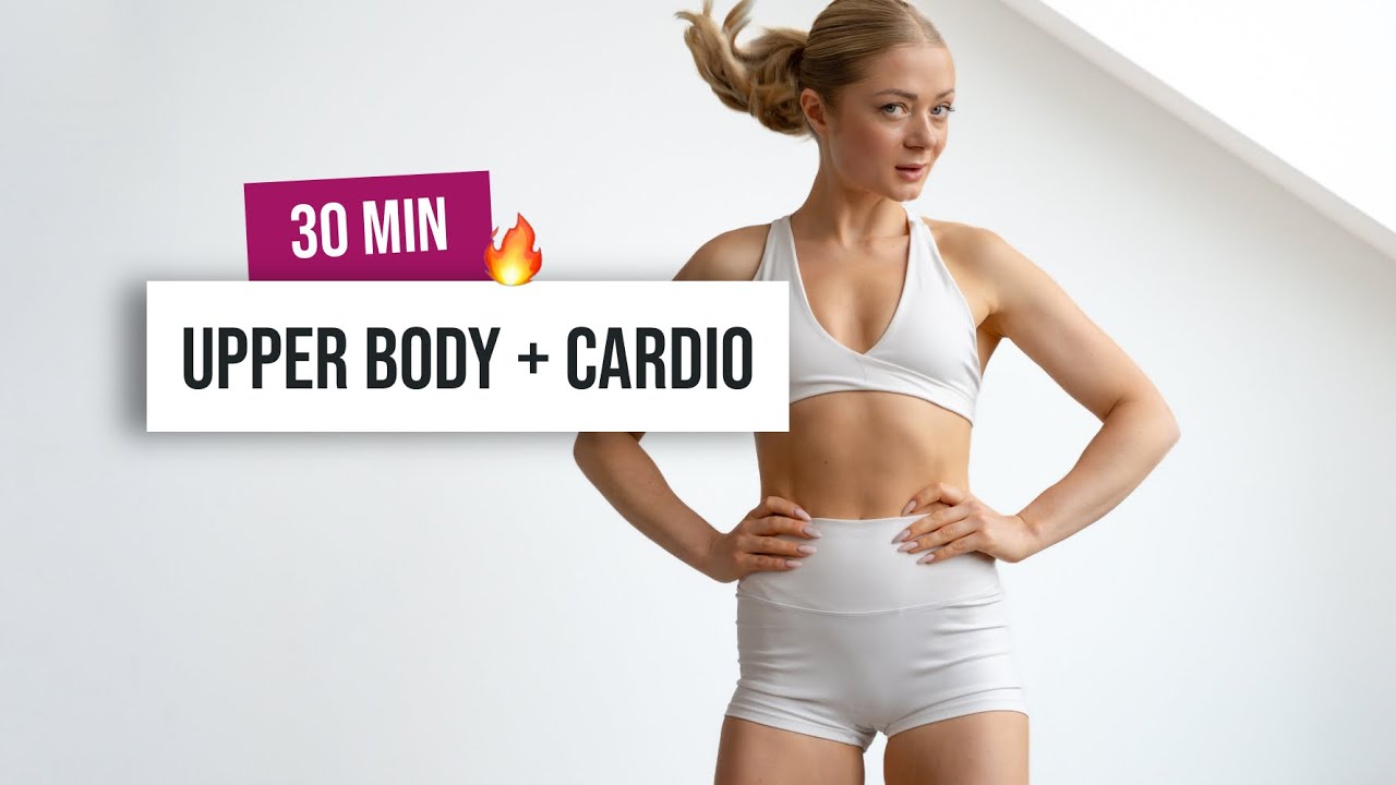 30 MIN UPPER BODY & CARDIO (Advanced) HIIT Workout - No Equipment  - Home Workout