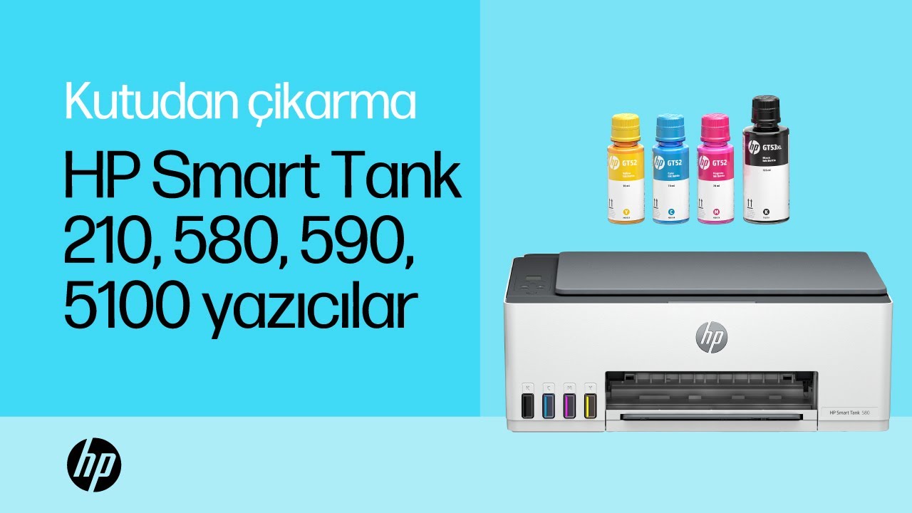 Kutudan çıkarma ve kurma | HP Smart Tank 210 580 590 5100 yazıcılar | HP Support