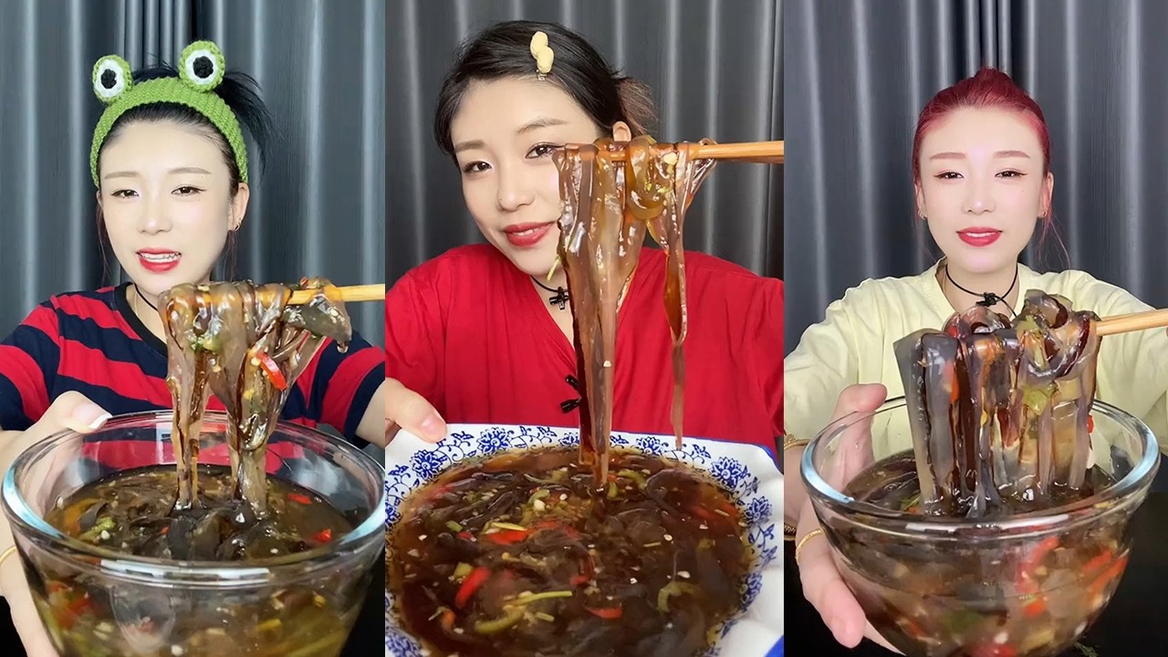 【MUKBANG】Spicy and Sour Jellyfish Strips🍋🌶🧄#Seafood#ASMR#yummy