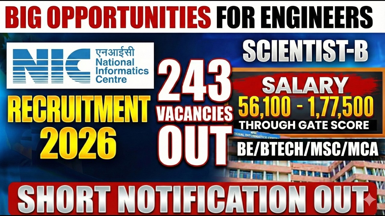 NIC New Vacancy 2026 Out! 🚨 Scientist B Official Notification | B.Tech, MCA, M.Sc Jobs