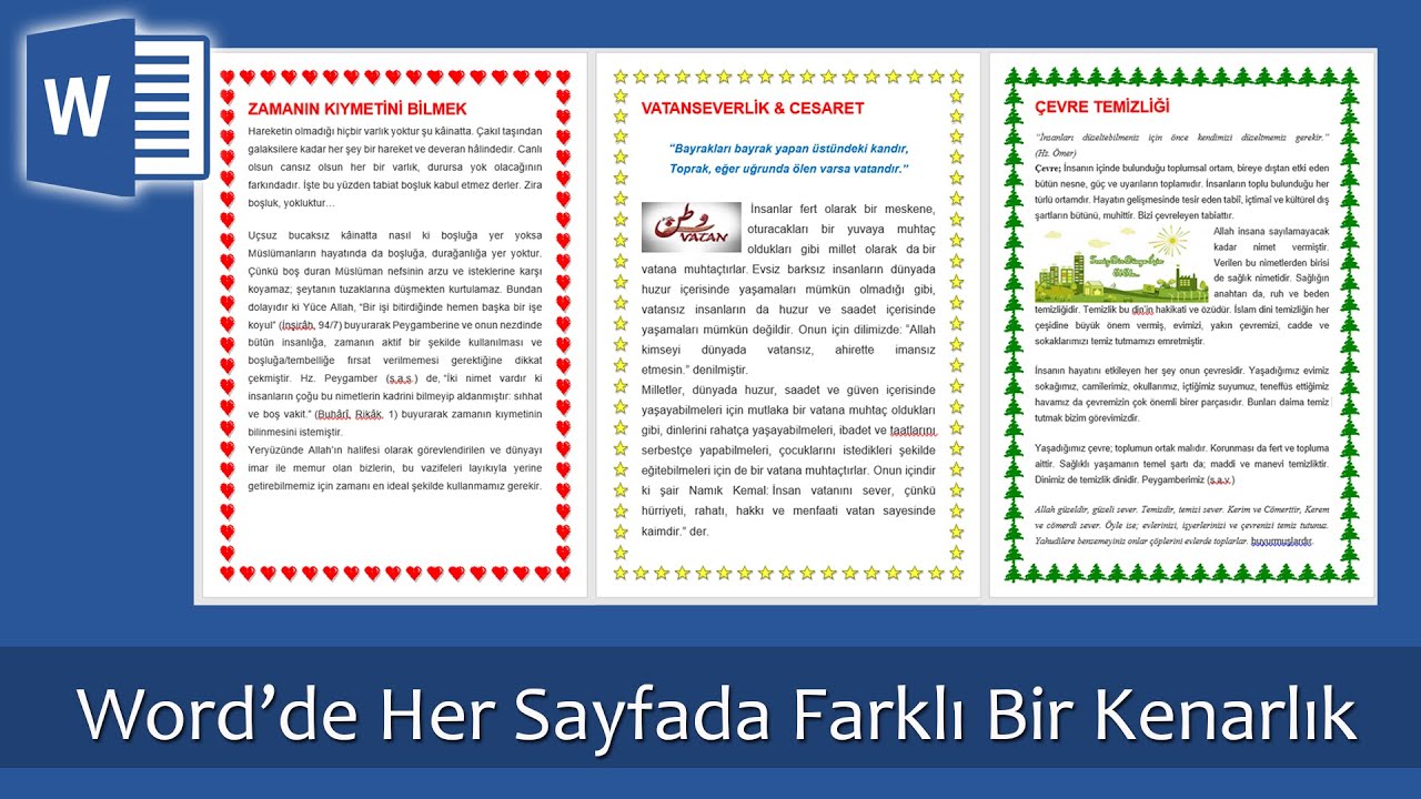 Word'de İstediğiniz Her Sayfaya Farklı Kenarlık Ekleyebilirsiniz