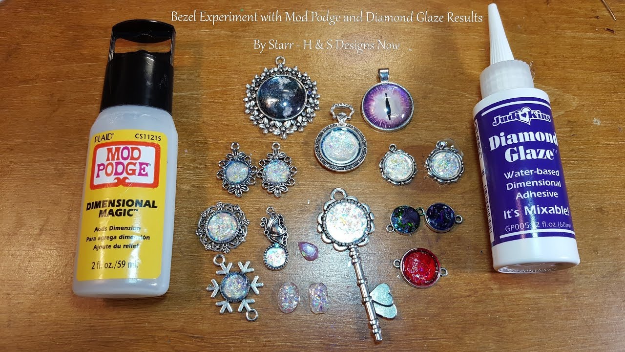 Faux Opal Bezel Experiment with Mod Podge Dimentional Magic and Diamond Glaze Results