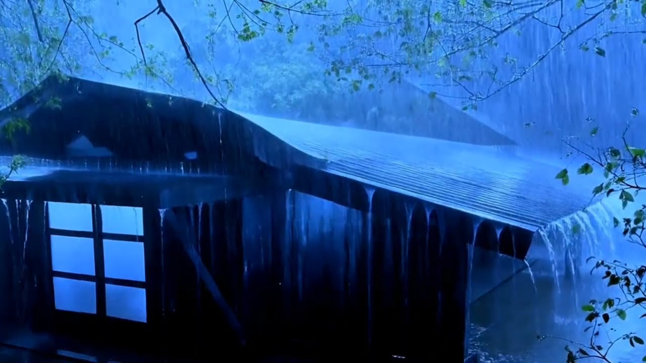 The Elixir of Sleep with Heavy Rain & Strong Thunder Pounding on the Roof of a Rural Farm at Night