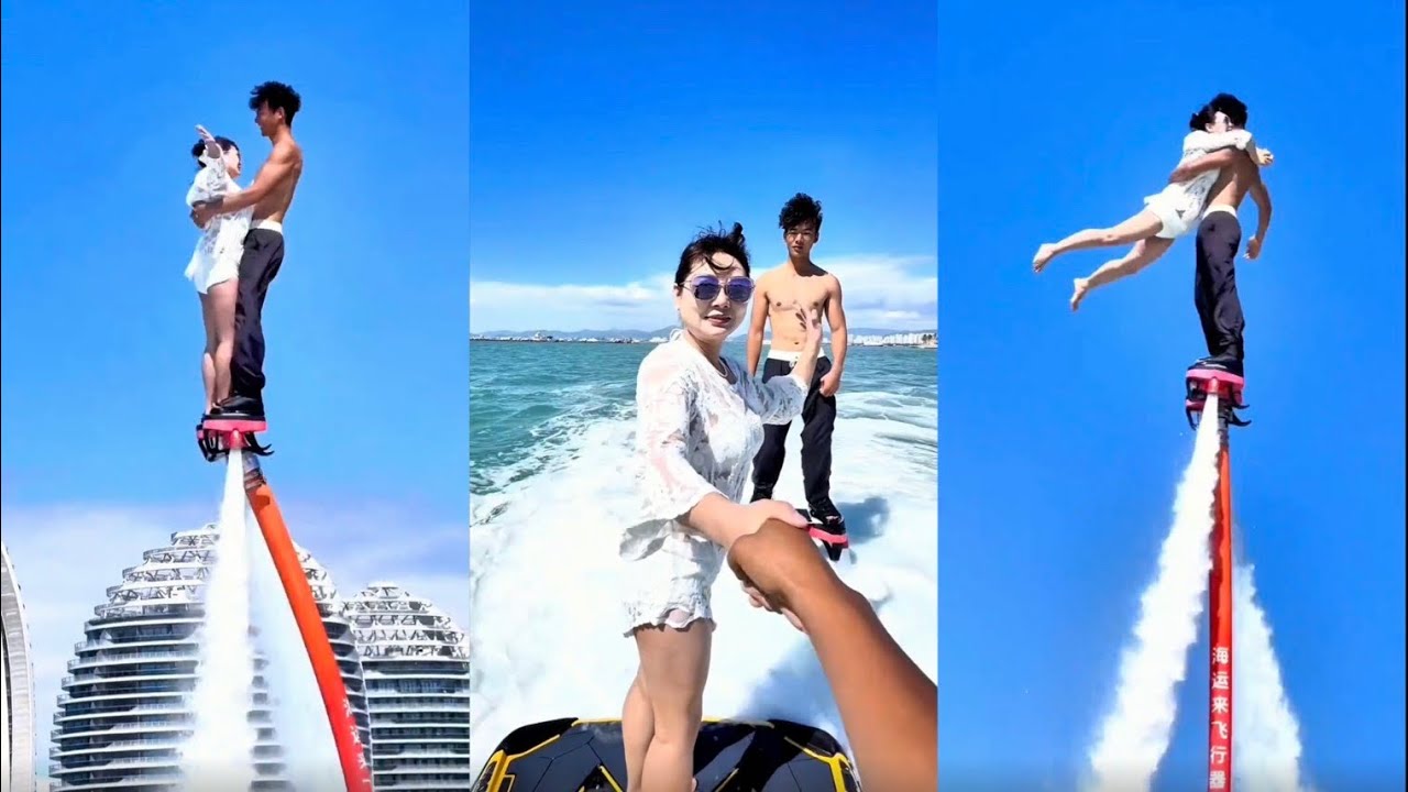 Катание на флайборде — это так весело! 😝💃 #2482 💦Женщина наслаждается полетом на воде #экстремаль...