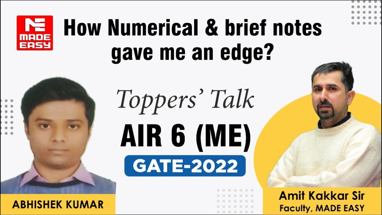 GATE 2022 Topper |Mechanical Engineering | Abhishek Kumar |AIR-6 | Toppers' Talk | MADE EASY Student