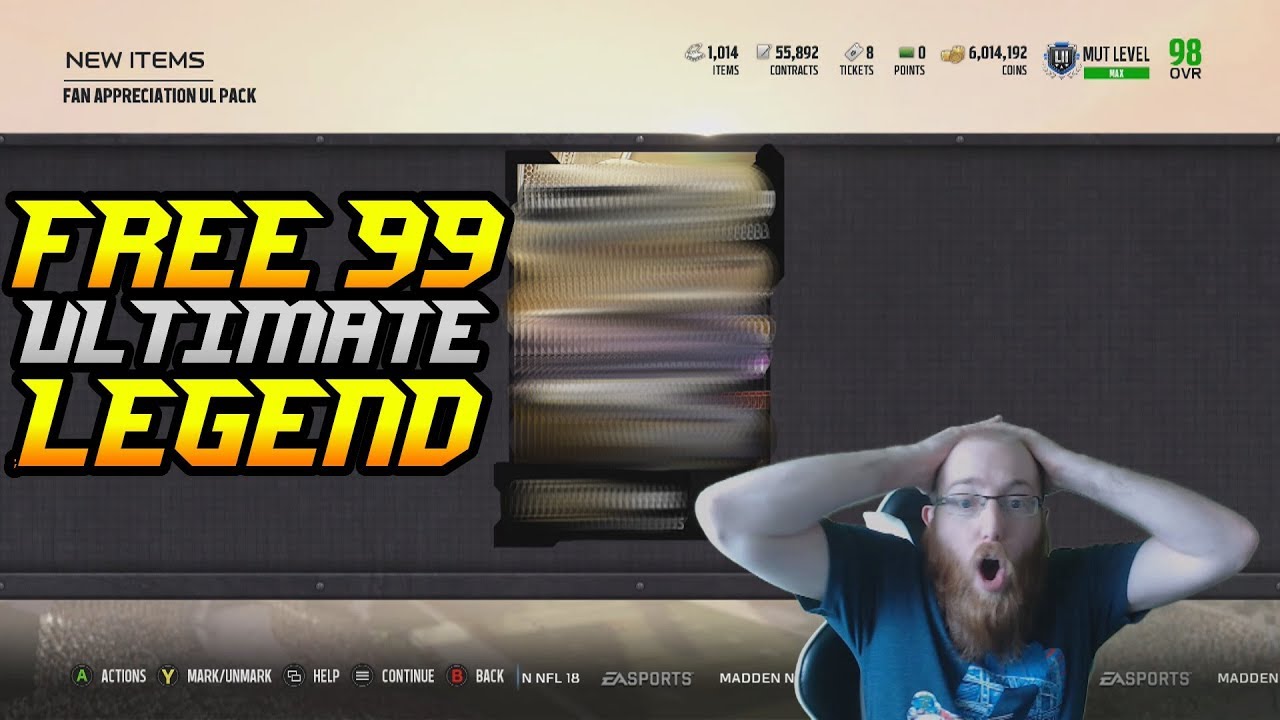 Free 99 Overall Epic Pull! New Ultimate Legends and More! Madden 18 Ultimate Team Pack Opening