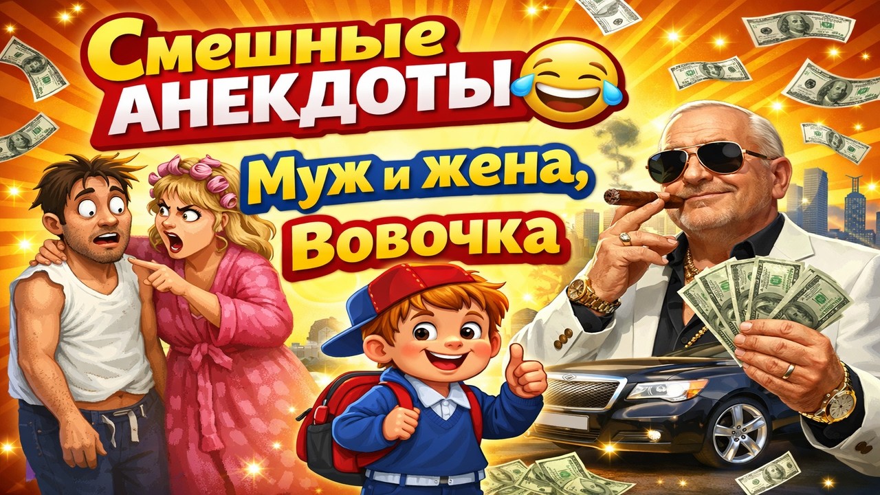 Смешные анекдоты 😂 Муж и жена, Вовочка и олигарх