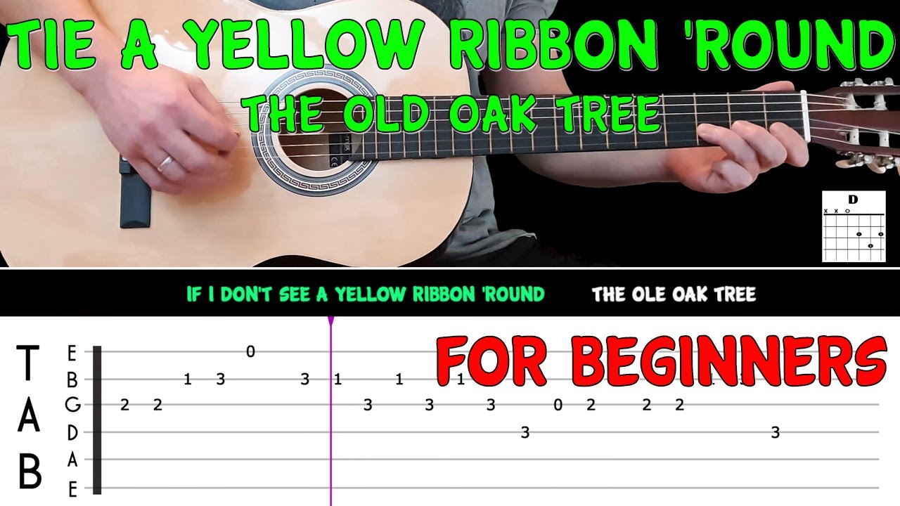 TIE A YELLOW RIBBON | Easy guitar melody lesson for BEGINNERS (with tabs) - Tony Orlando