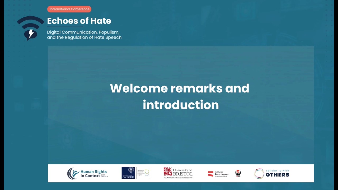 Opening remarks International Conference “Echoes of Hate