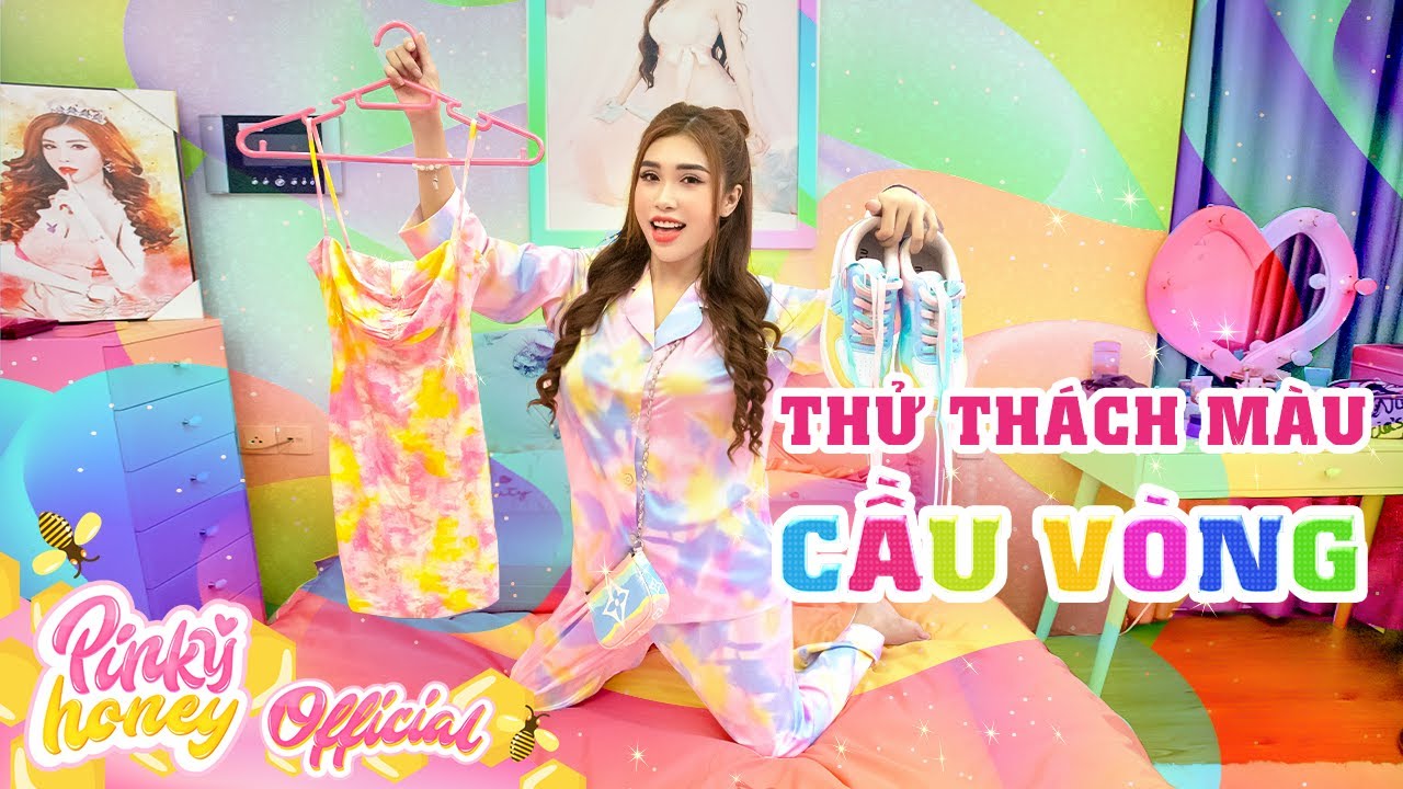 THỬ THÁCH 24H VỚI 7 SẮC CẦU VỒNG | Lung Linh Màu Sắc | PINKY HONEY.