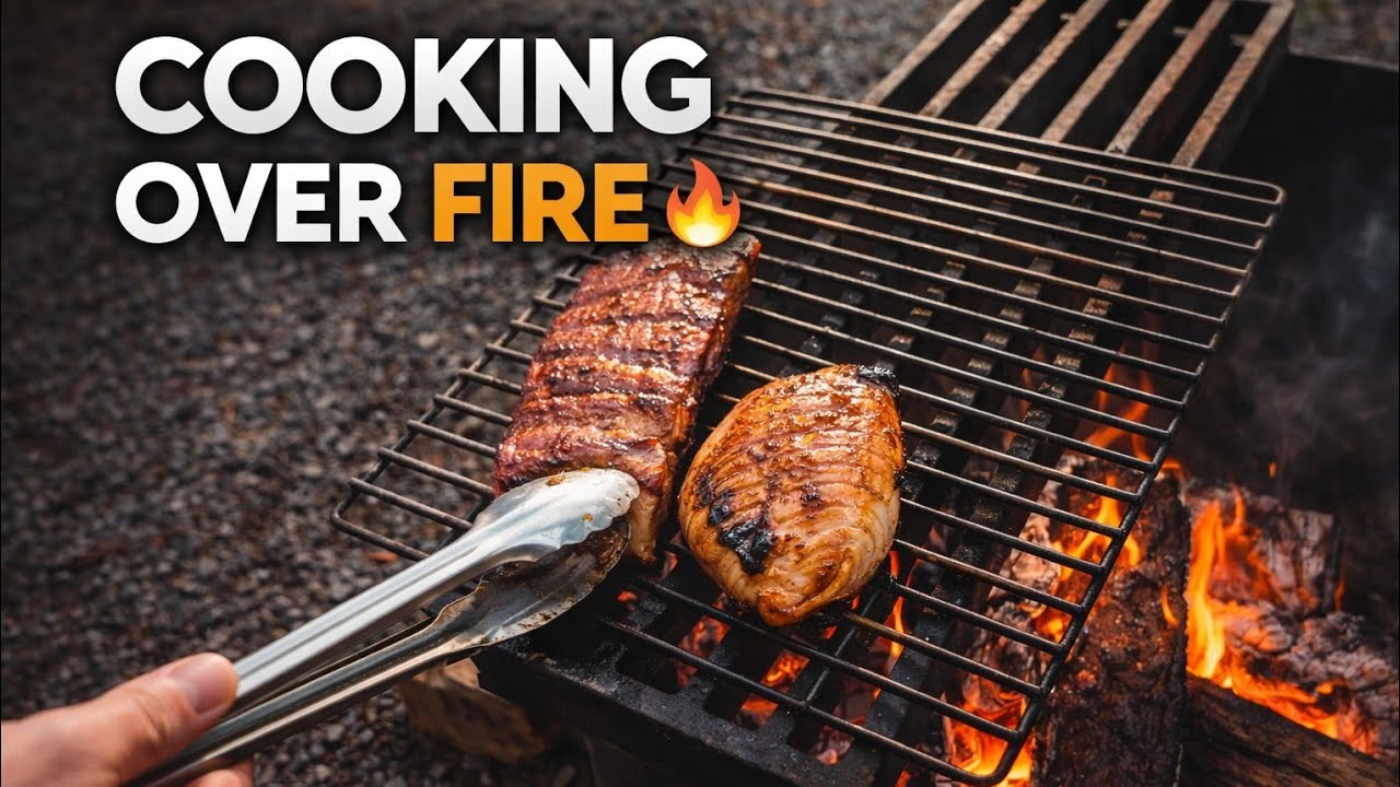 How to Cook Chicken & Ribs Over Open Fire 🔥