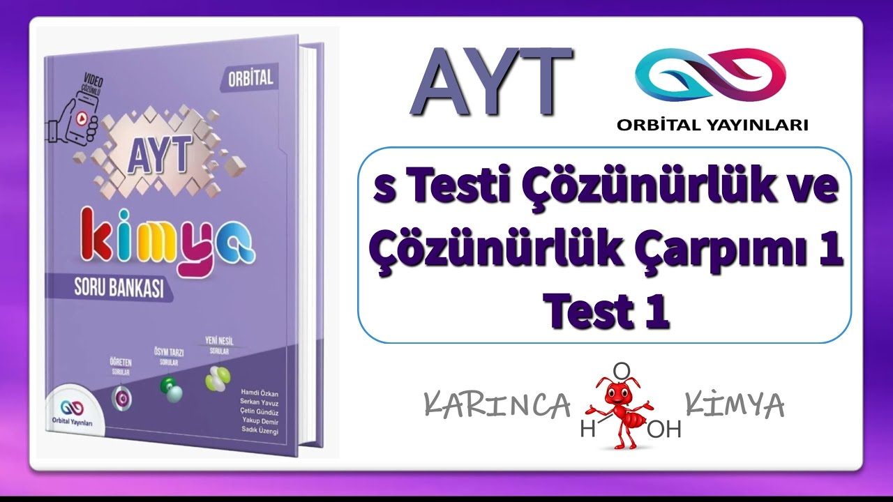 Orbital Yayınları AYT Kimya Soru Bankası s Testi Çözünürlük ve Çözünürlük Çarpımı 1 Test 1
