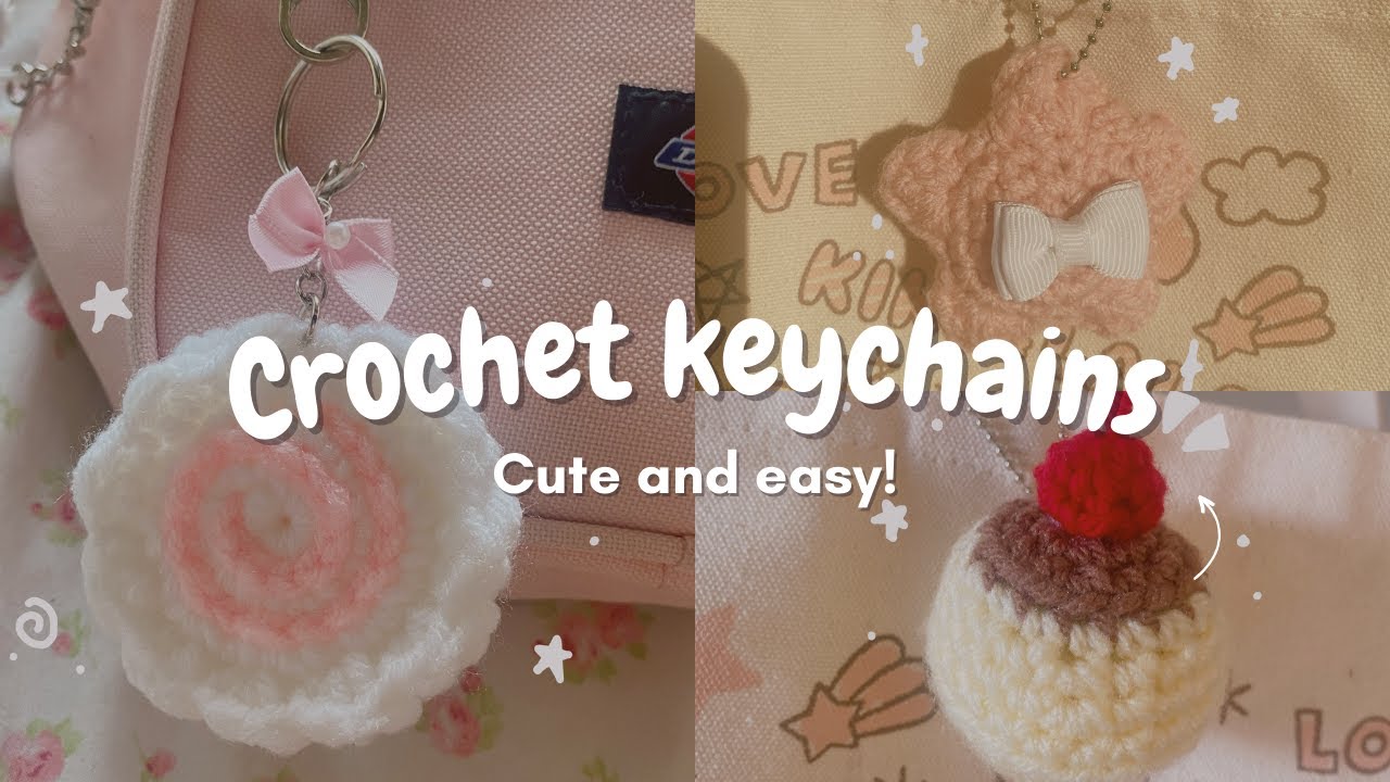 Cute crochet keychain /bag charm tutorials ! | Narutomaki fish cake, Star, & Pudding