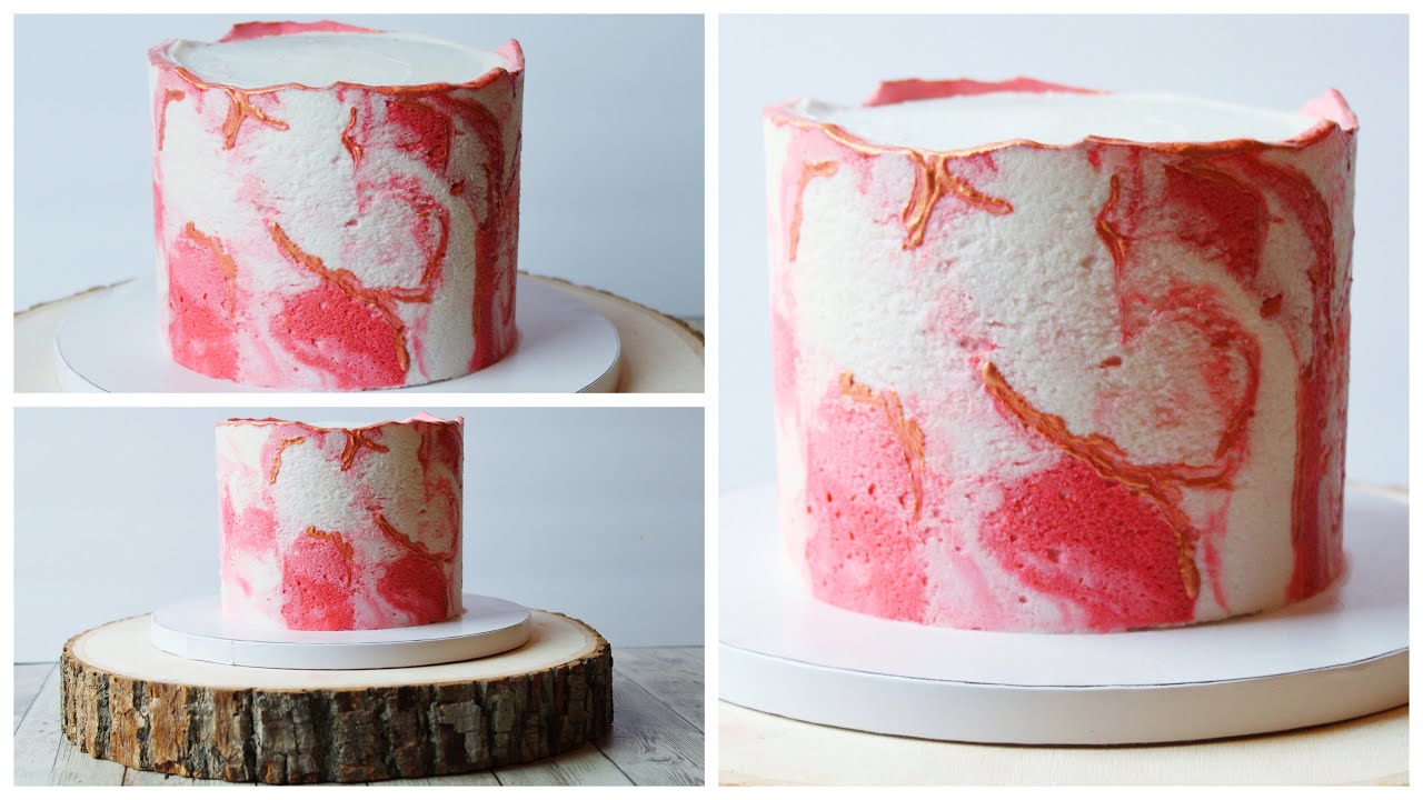 Marbled buttercream cake decorating tutorial