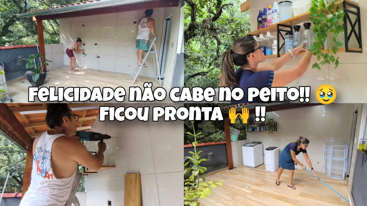 depois de TANTO TRABALHO !! Nossa LAVANDERIA ficou PRONTA 🥹 | instalamos a PRATELEIRA 