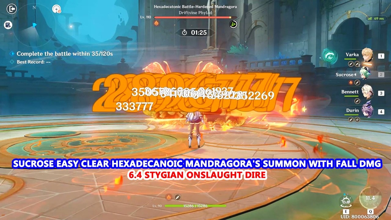 6.4 Stygian Onslaught Dire : Sucrose Easy Clear Hexadecanoic Mandragora's Summon with Fall DMG