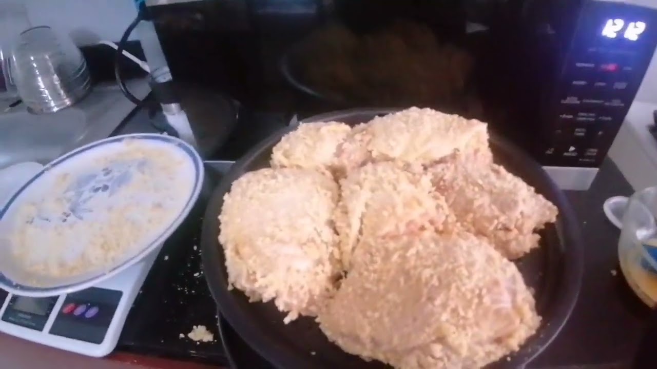 Muslos de Pollo fritos estilo KFC en horno de microondas GALANZ función AIR FRY y consumo de luz