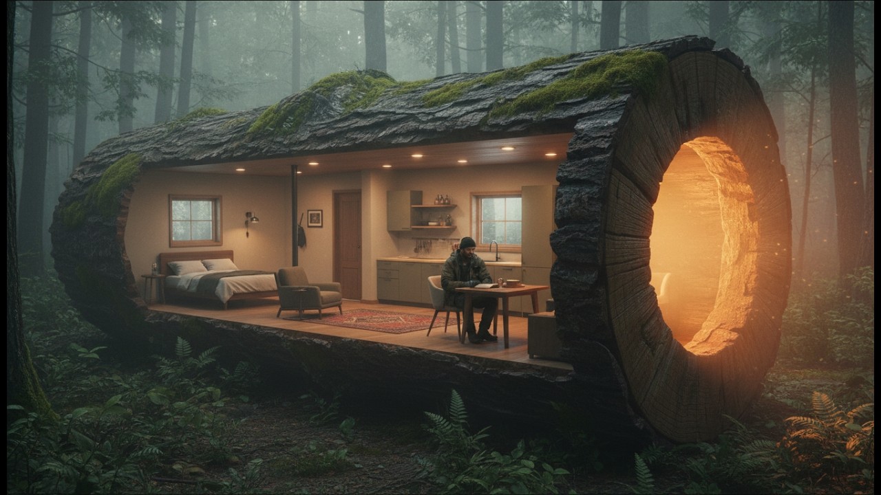 HOW I HID A FULL MODERN APARTMENT INSIDE THIS GIANT FALLEN TREE LOG - JAX HARIAN