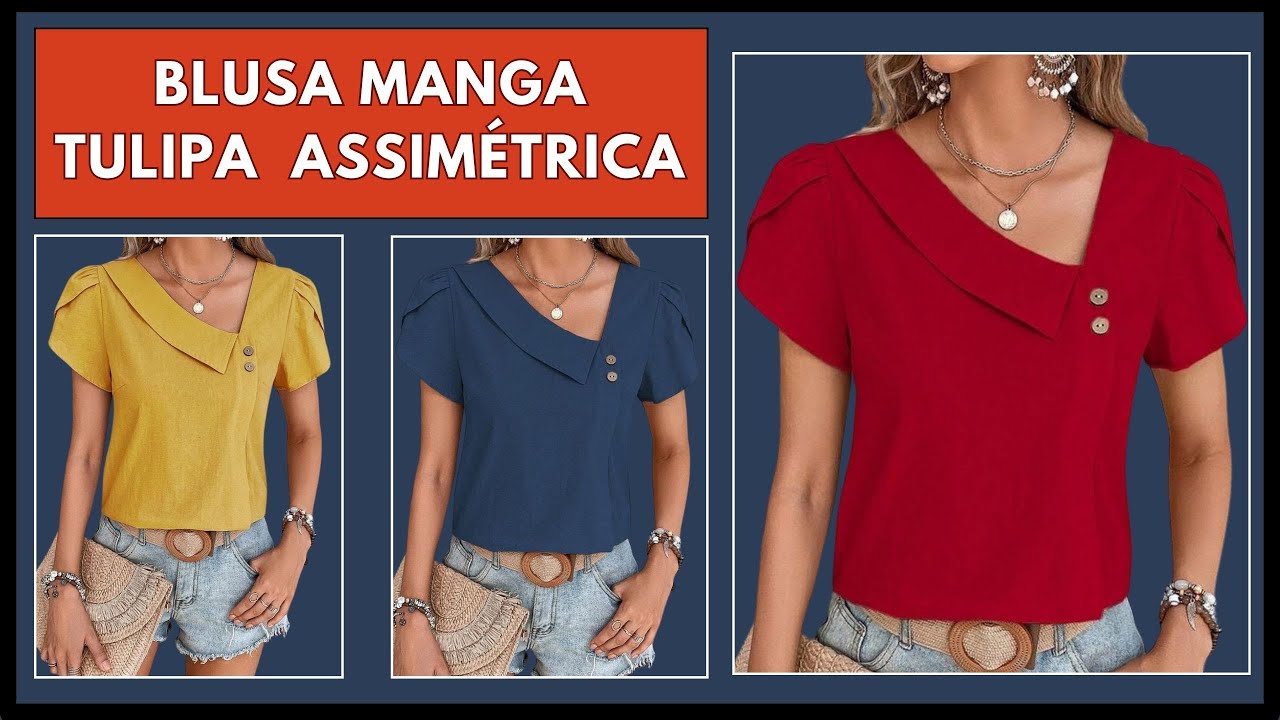 Blusa manga tulipa assimétrica - modelagem e costura
