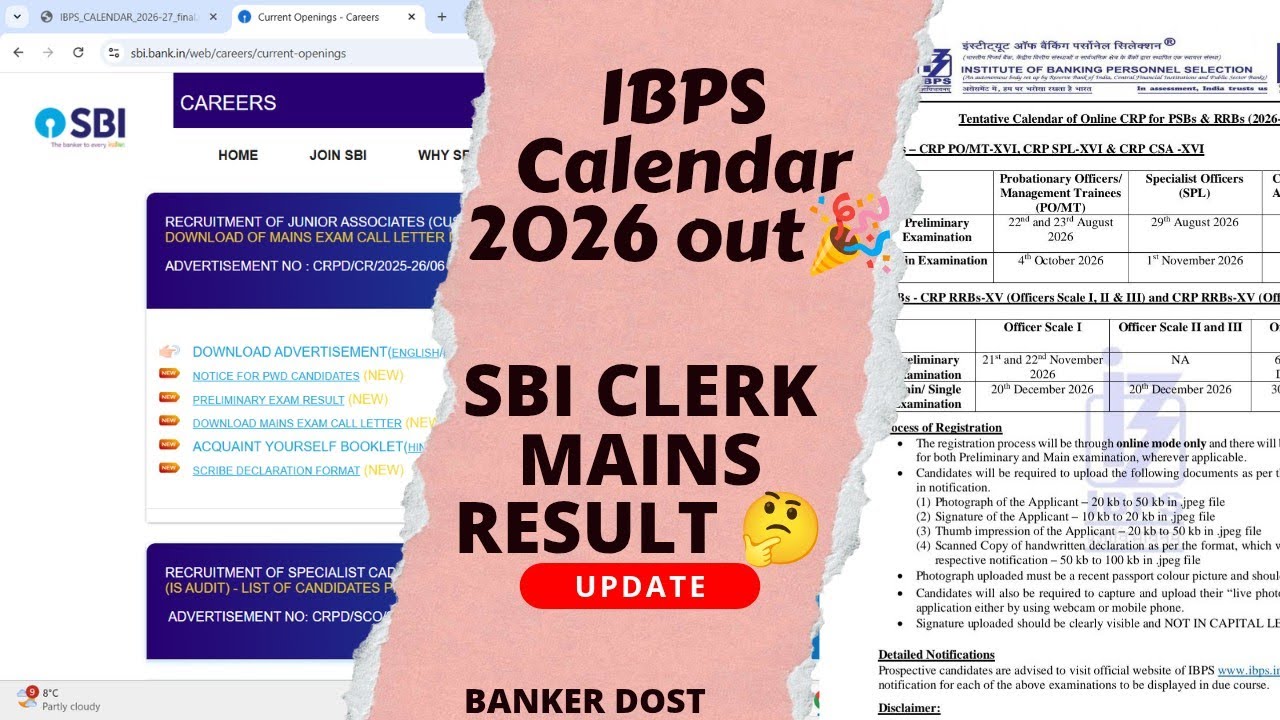 IBPS CALENDER 2026 OUT 🔥, SBI CLERK MAINS RESULT UPDATE✅ 