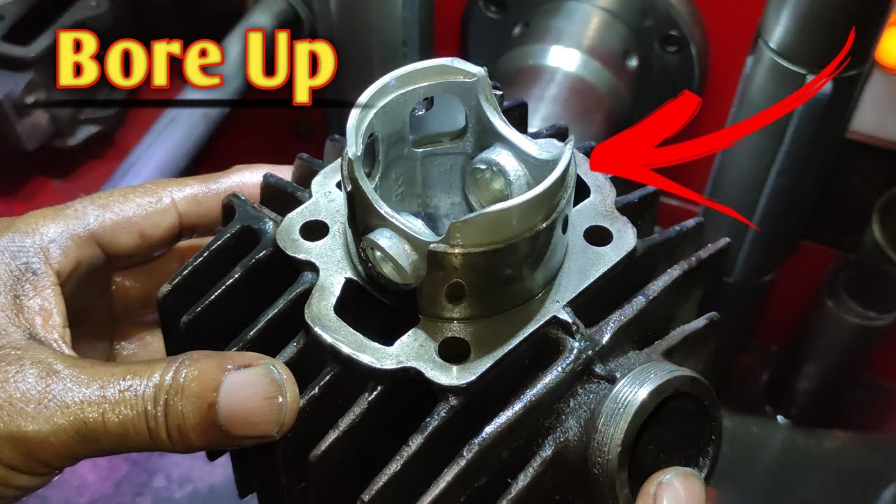 Two stroke piston polish after enlarge cylinder block, full process