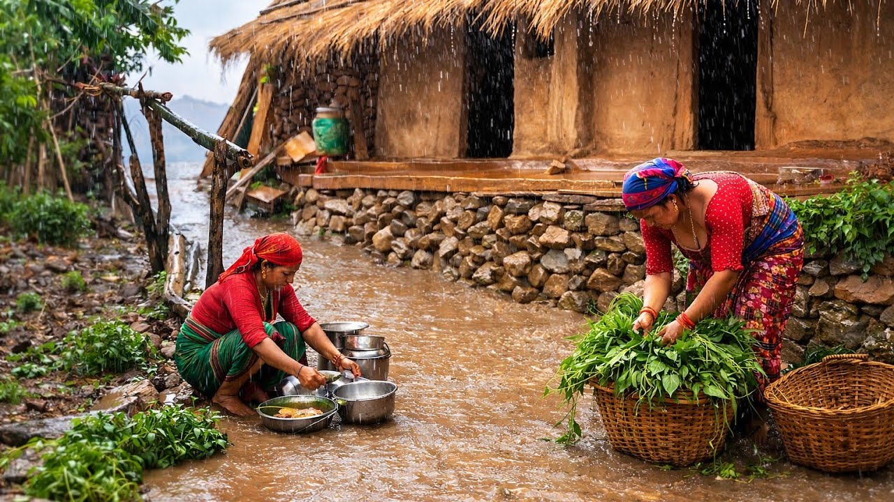This Is Himalyan Nepali Mountain Village Life Heavy Rainy Day |Naturelly Village Dacumentary Video |