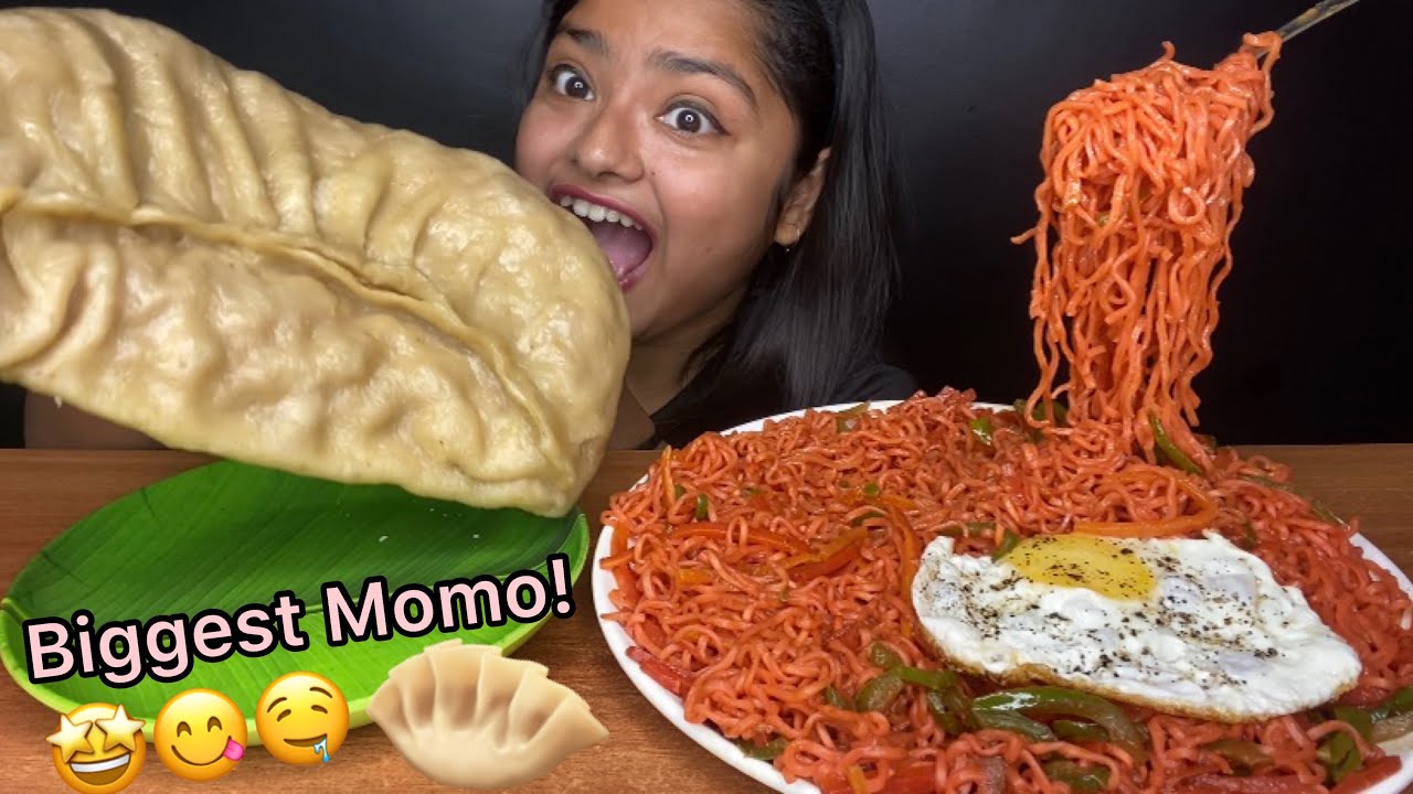 SPICY VEGETABLE MASALA MAGGI 🍝WITH BIGGEST MOMO EATING 🥟| BIG BITES MUKBANG | FOOD EATING VIDEOS
