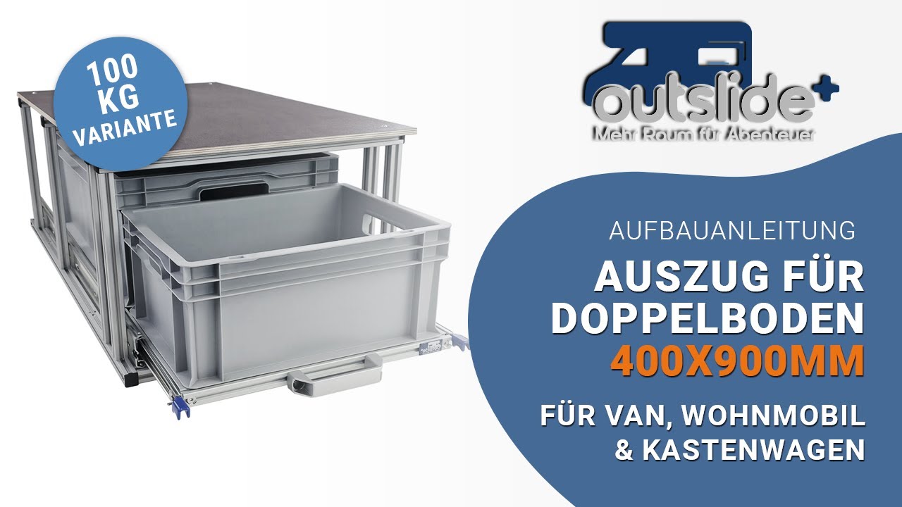 Heckauszug für Doppelboden 400x900 mm Silber (100 kg) 🔧 | Outslide+® Aufbauanleitung & Konfigurator