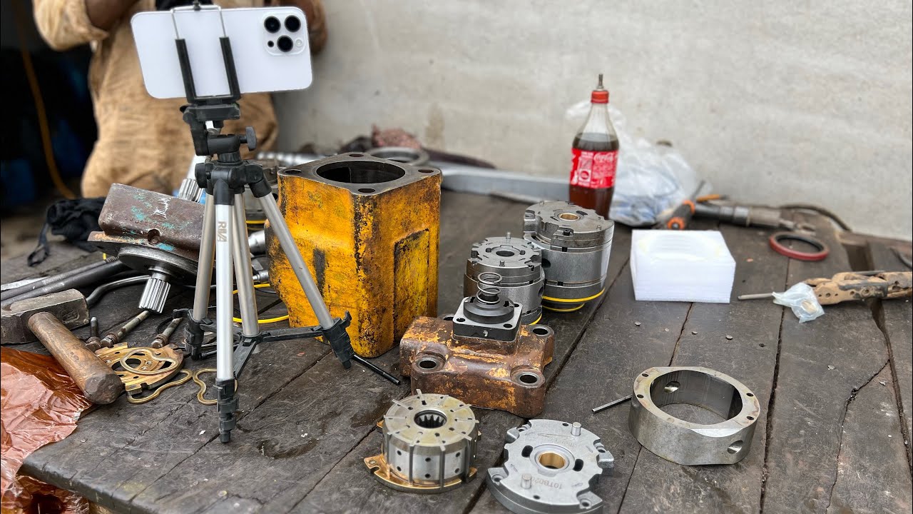 How to repair caterpillar 966F hydrolic pump Amazaing skill local workshop