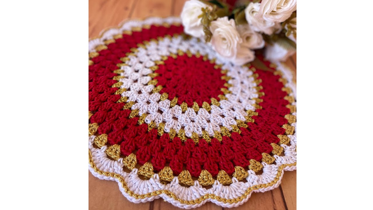 Americano de Crochê Vermelho, Branco e Dourado | Passo a Passo Fácil 🧶✨ Américano tradicional luxo.