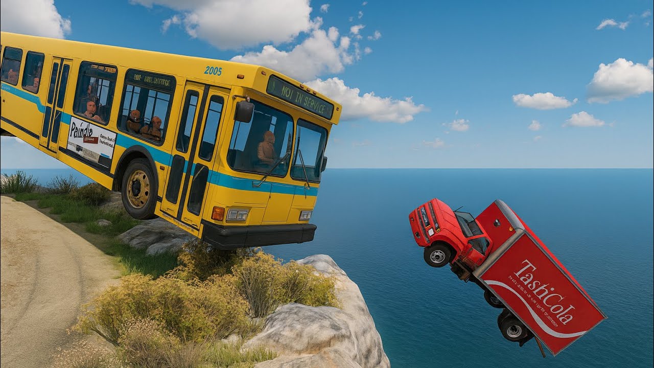 Deadly Drop Challenge #161 - Bus vs Cliff | BeamNG.drive 